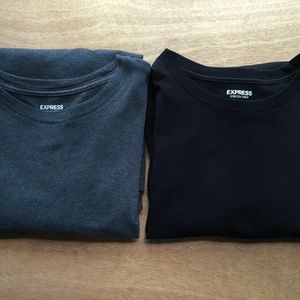 RARE Express Stretch Crew Large Short Sleeve T-Shirt Tee Bundle Gray & Black L